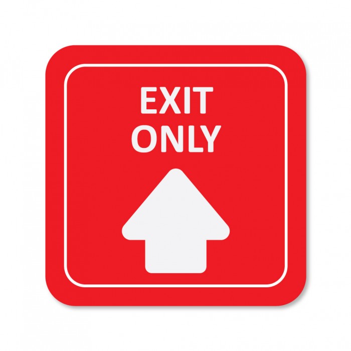 Covid-19 Floor Sticker Exit Only Red 26x26cm 3pcs